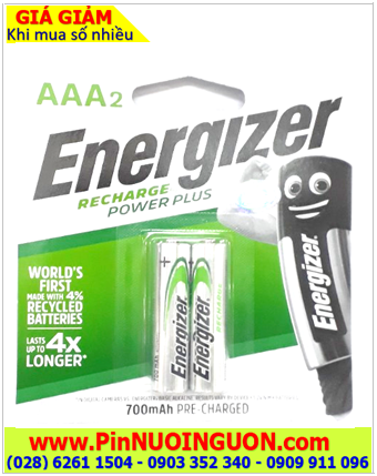 Pin sạc Energizer NH12URP2 AAA700mAh 1.2v; Pin sạc AAA 1.2v Energizer NH12URP2 AAA700mAh chính hãng, Xuất xứ Nhật (Vỉ 2viên)